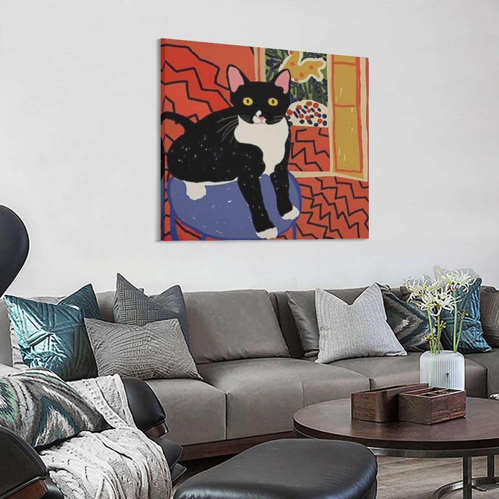 Amazon.co.jp: アンリ・マティスの抽象的猫のポスター キャンバス