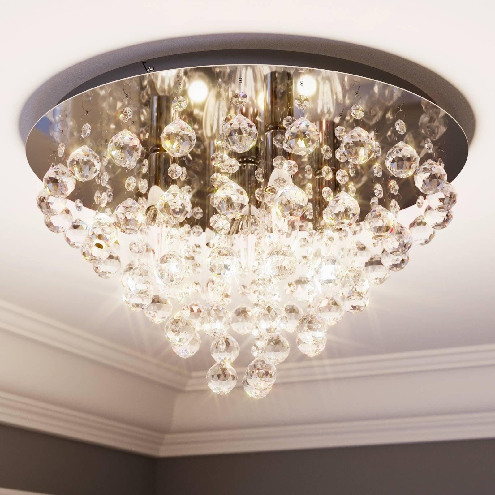 Lindby Lampadario Cristallo Moderno, Plafoniera Gocce di Lampada a sospensione LED per Camera da Letto Soggiorno Corridoio Sala pranzo (5 luci E14)