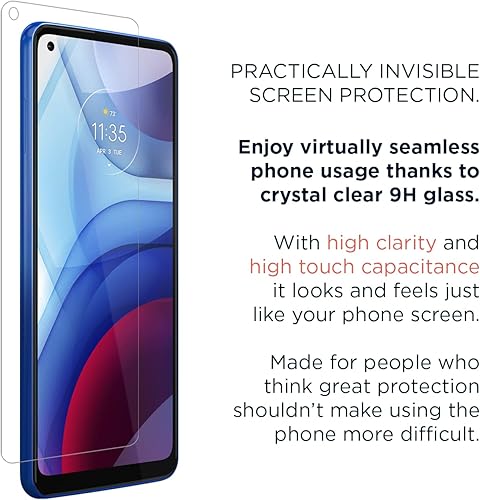 Miniatura 3 de Motorola Protector de pantalla para Moto G Power (versión 2021), resistente vidrio templado 9H, antihuellas dactilares, antiarañazos, antimanchas
