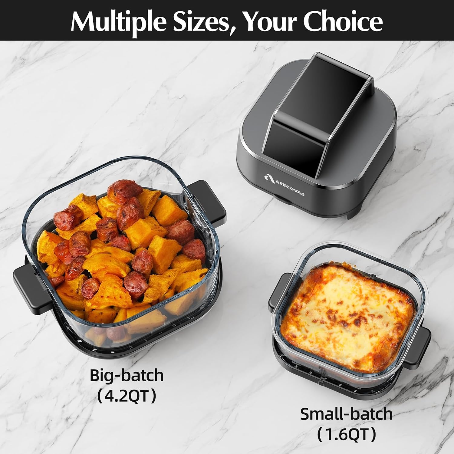 Glass Container, Only Suitable for Arecovas 4-in-1 Portable Glass Air Fryer (4.2QT)