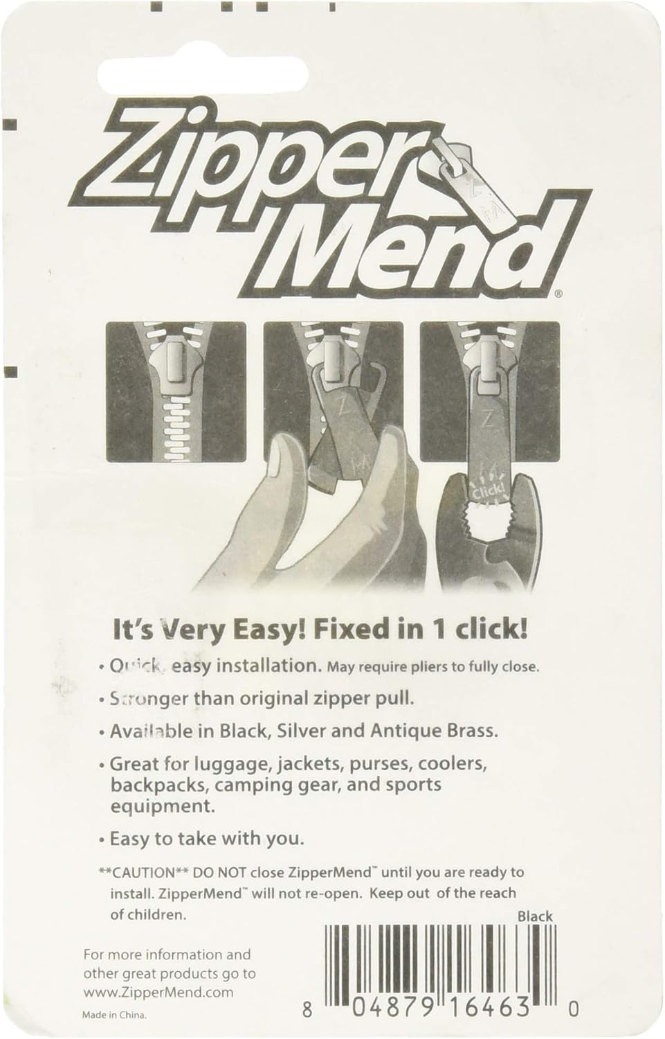 ZipperMend, Black