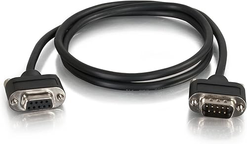 C2G 52184 Serial RS232 DB9 - Cable de módem nulo con conectores de perfil bajo M/F, clasificación CMG en la pared, color negro (6 pies, 6.0 ft)