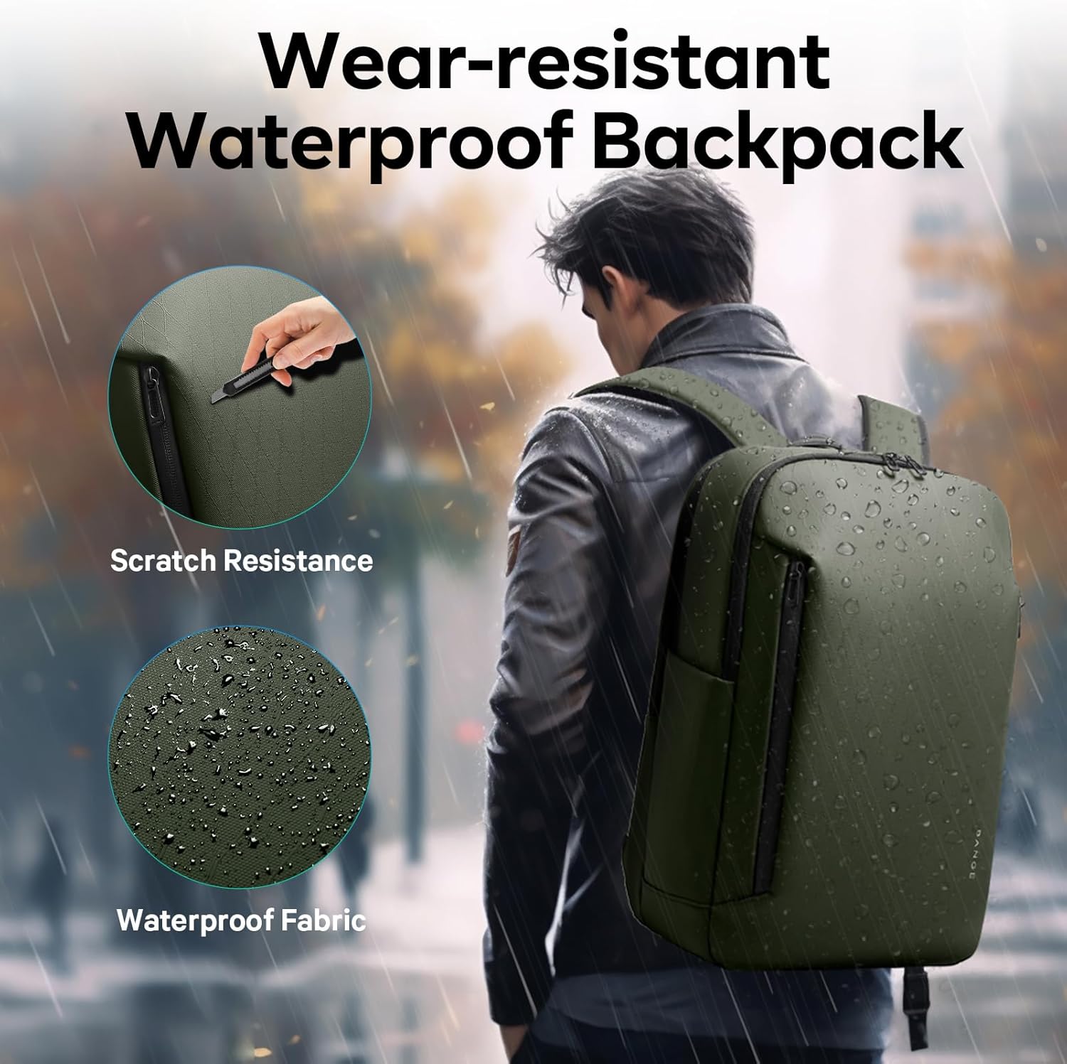 BANGE Business Smart Backpack for Men and Women,can holds 15.6 Inches Laptop Backpack, Waterproof Commute Work Travel Backpack, Flight Carry-On (green) - Image 5