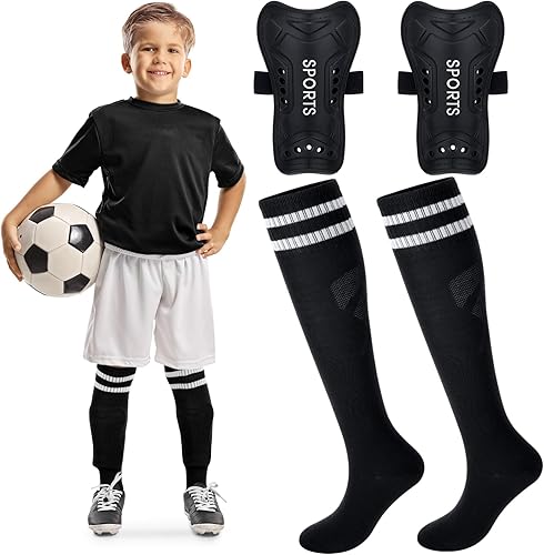 Syhood - Espinilleras y calcetines de fútbol para niños pequeños, jóvenes, espinilleras de fútbol ligeras, equipo protector de fútbol para 3-5,