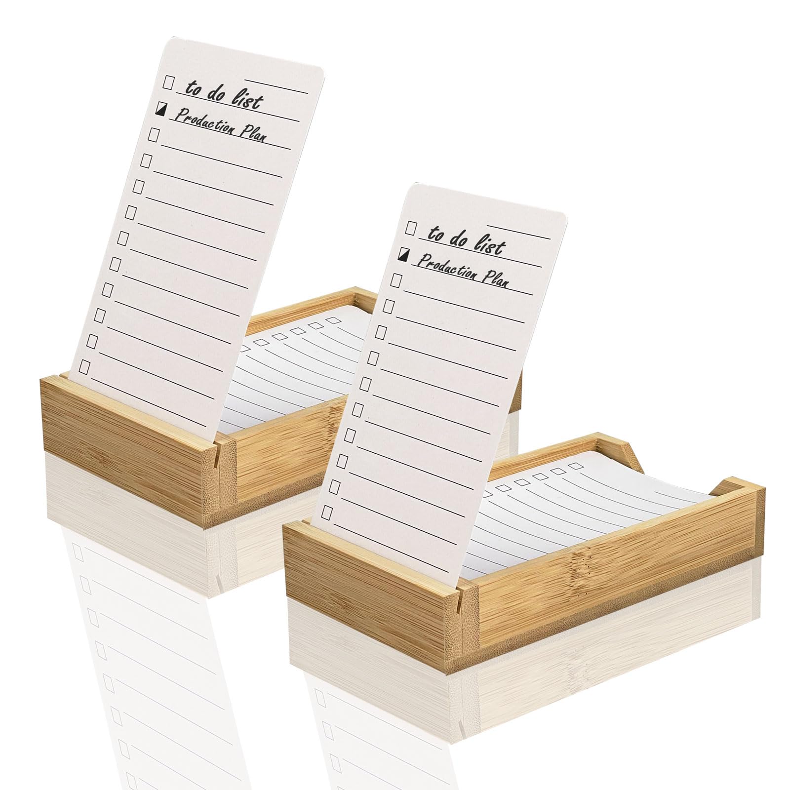 2 Pack Daily To Do List Planner, Daily ToDo Checklist Cards and Bamboo Stand, 100 To Do Cards, Productivity System Planners Notebook for Work Office Accessories