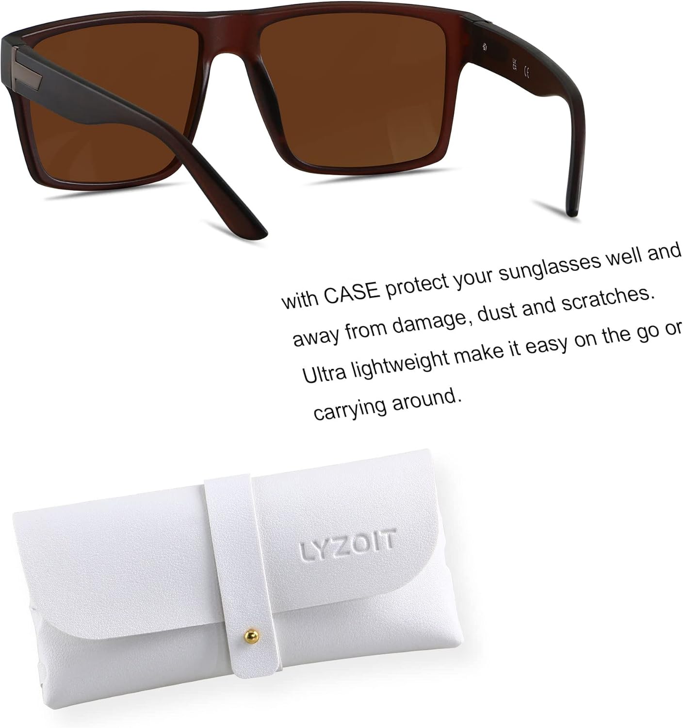 LYZOIT Square Sunglasses for Men Women Polarized Oversized Big UV Protection Rectangle Shades - Image 2