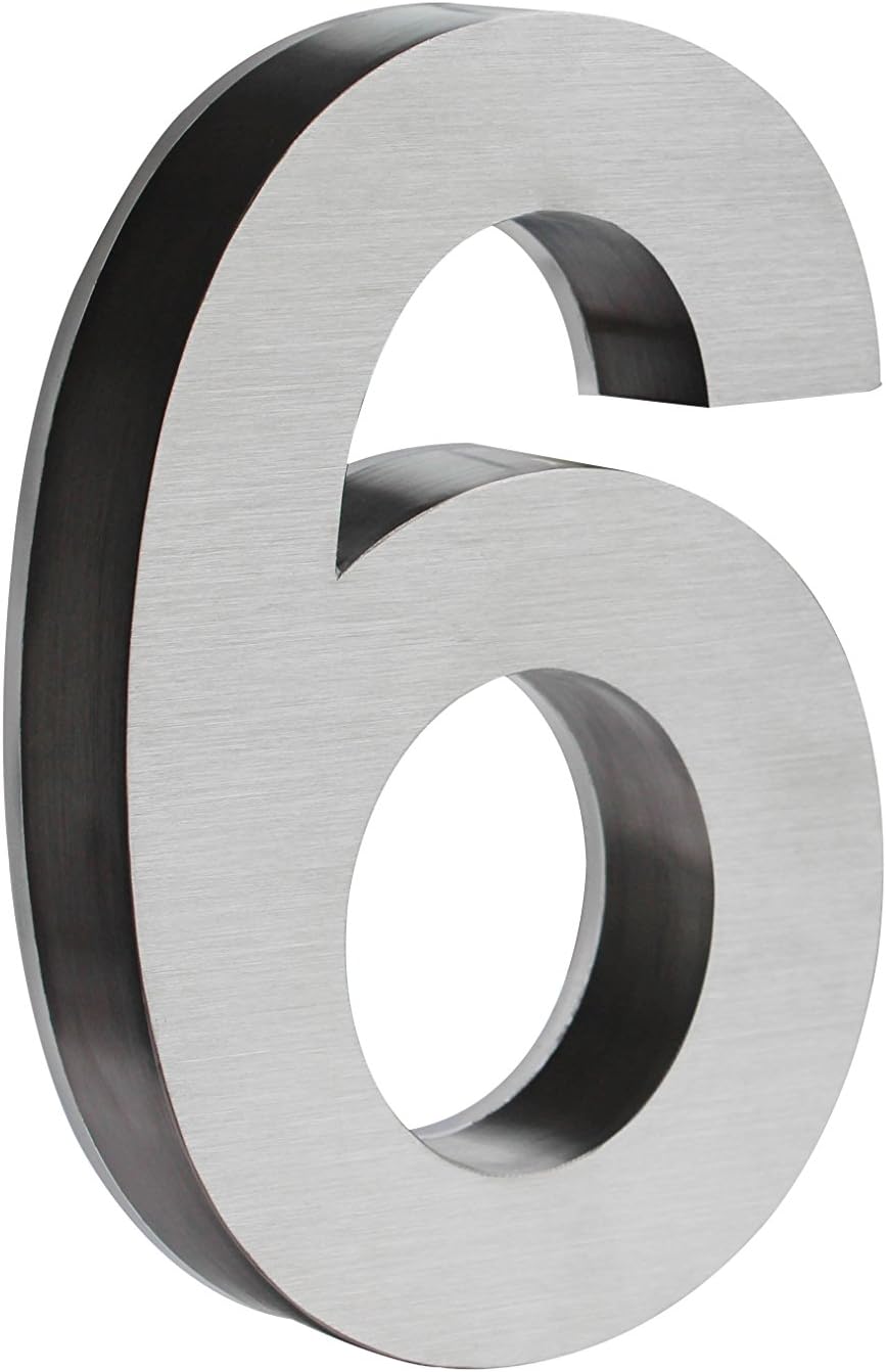 8 Inch House Numbers LED, Modern Address Signs for Homes | Soft, Exterior Glow | Black OR Stainless-Steel Weather Resistant, Durable, Wired | By JELSCO (6/9, Arial Stainless)