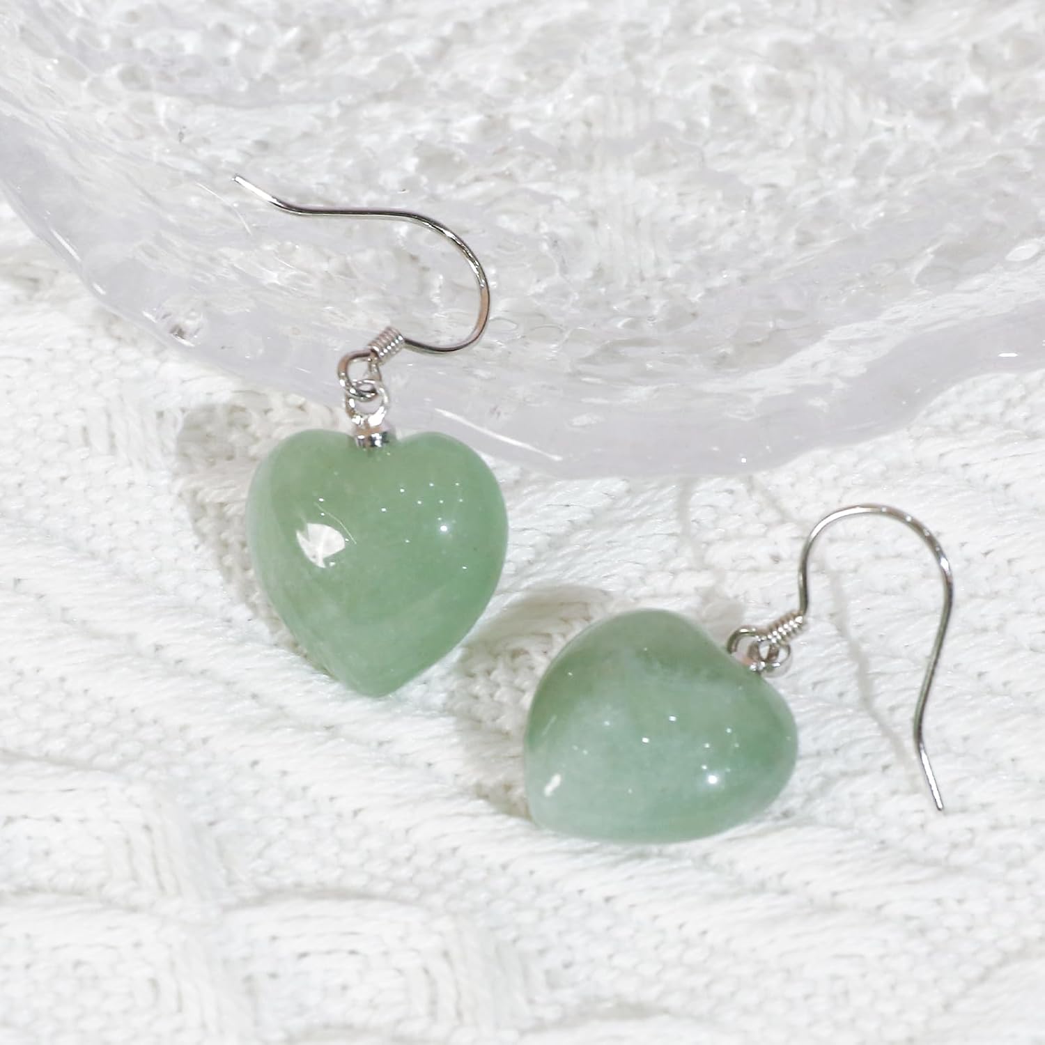 925 Sterling Silver Heart Gemstone Earrings 18K Gold Plated Heart Stone Drop Earrings Natural Stone Jewelry Valentine's Day Gift for Women - Image 6