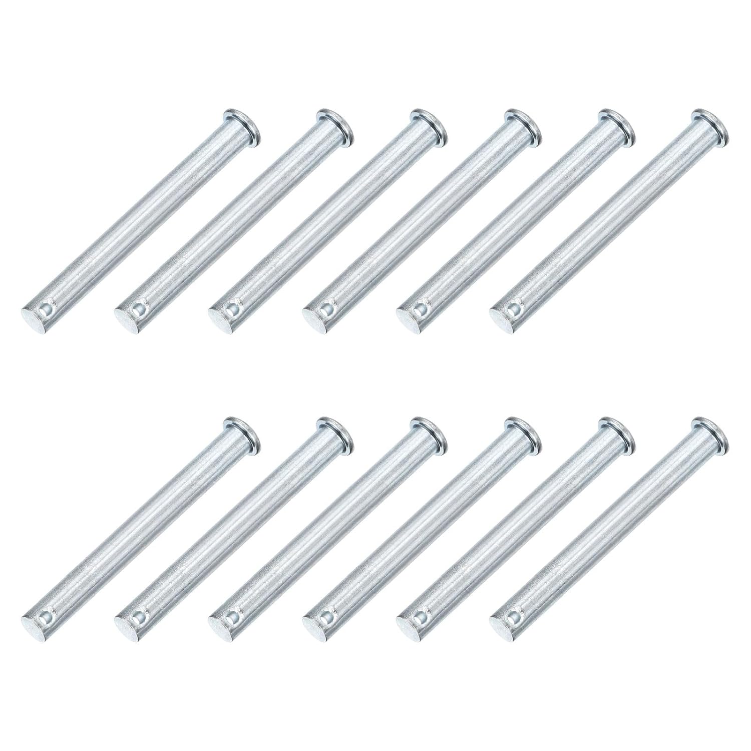 uxcell 12Pcs M10 x 85mm Single Hole Clevis Pins, Zinc-Plated Carbon Steel Flat Head Hitch Pins for Trailer Latch, Mechanics Repair, Furniture Installation, Industrial Equipment