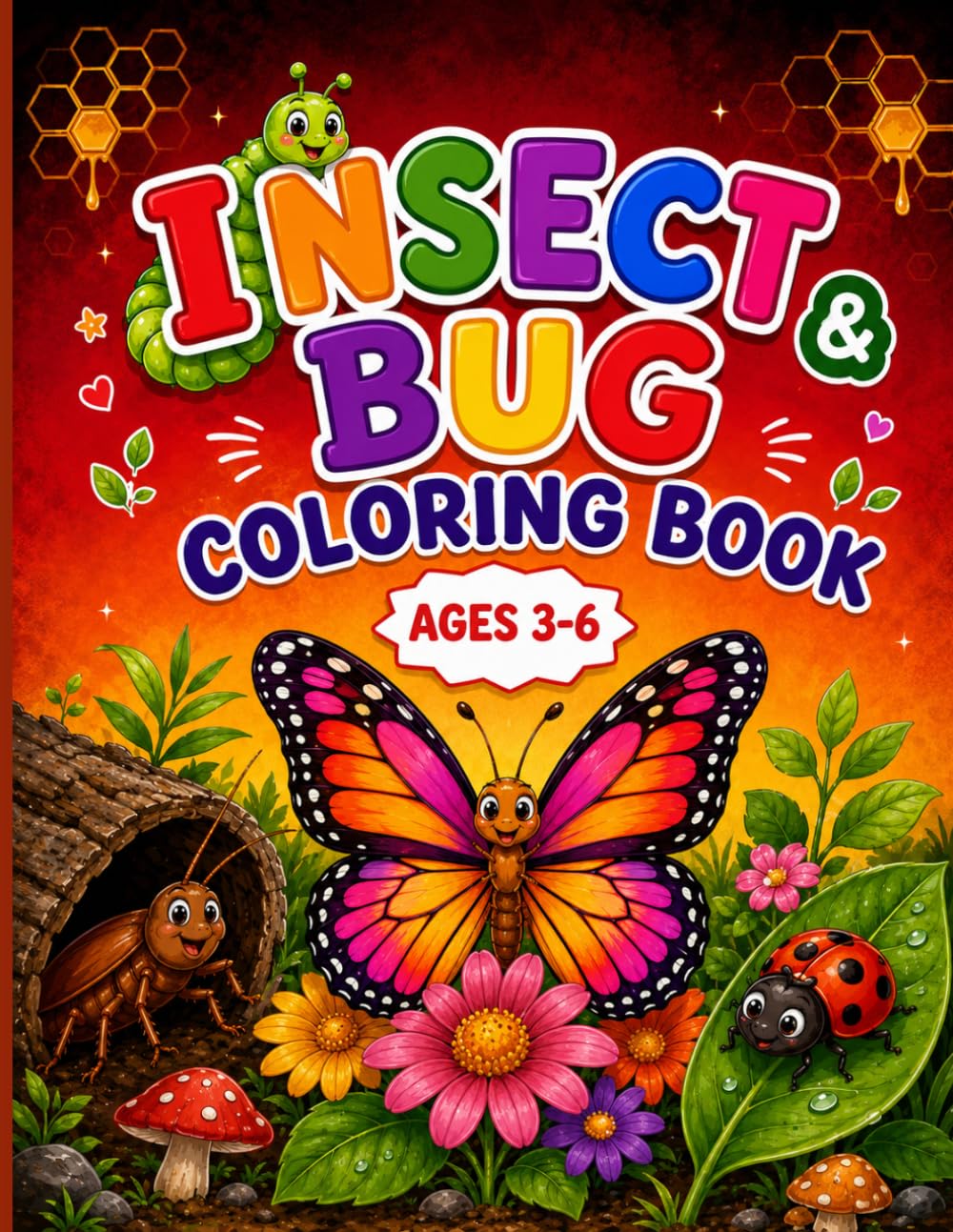 Insect & Bug Coloring Book: Easy Coloring Pages for Kids | Ages 3 to 6 | Fun way to Learn while Coloring | Bold Designs