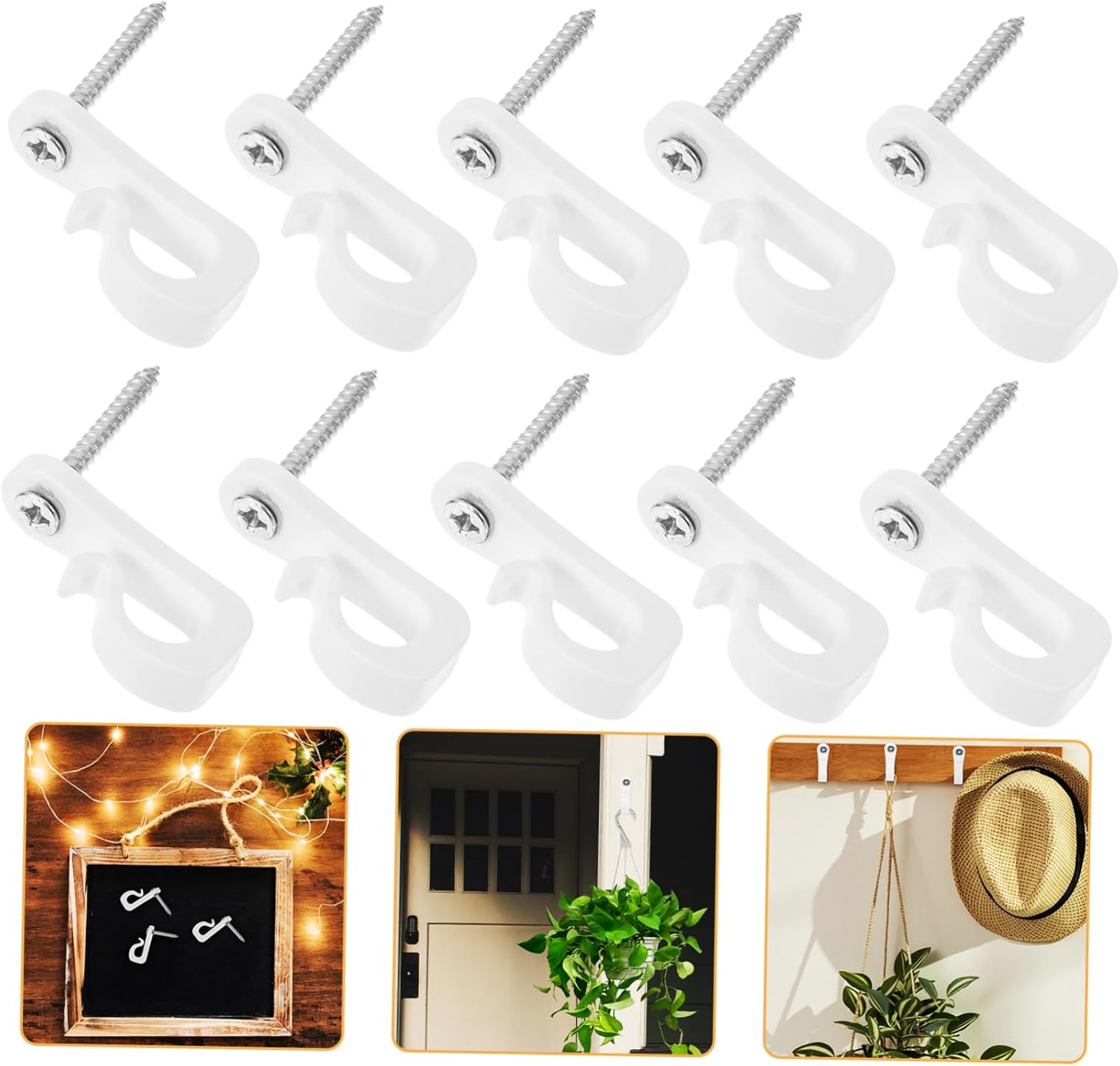 Hemobllo 20 Sets Screw Hooks for Outdoor String Lights Light Hanger Clips for Hanging Plants Easy Installation for Festival Decorations and Home Use
