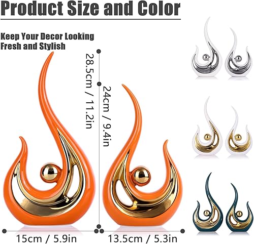 Vista 14 de XMGZQ Decoración verde azulado para el hogar, escultura de pareja verde y dorado, estatuas de cerámica verde, estatua de cerámica de arte abstracto