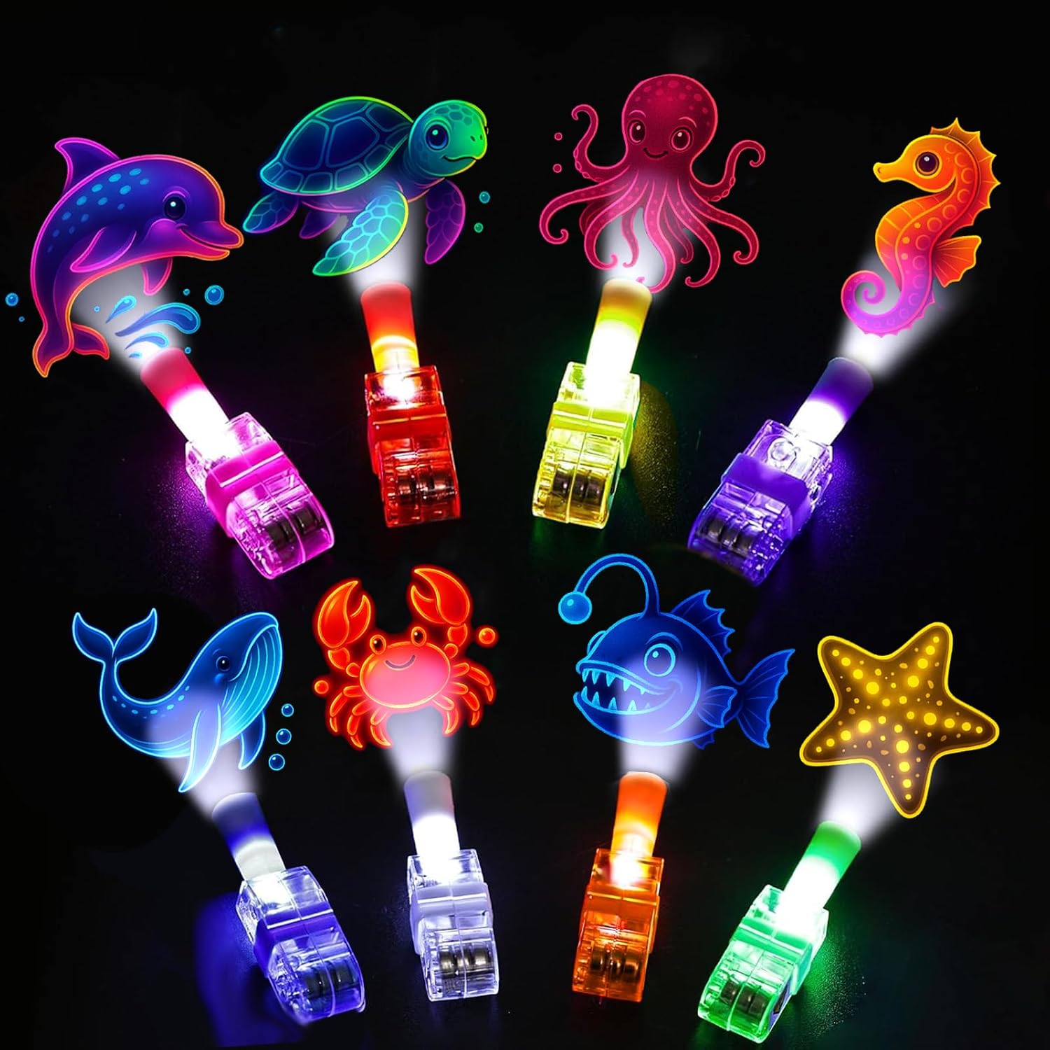 40PCS Under the Sea Party Favors Finger Lights, 8 Designs Light Up Finger Lights for Birthday Party Favors, Goodie Bag Stuffers Bulk Party Favors, Light Up Party Favors for Gamer Birthday Decorations