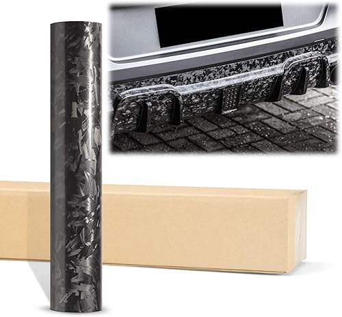 2 unidades de 4 x 8 pulgadas (3.9 in x 7.9 in) de muestra negra brillante de 24 quilates cortada forjada de fibra de carbono texturizada, envoltura