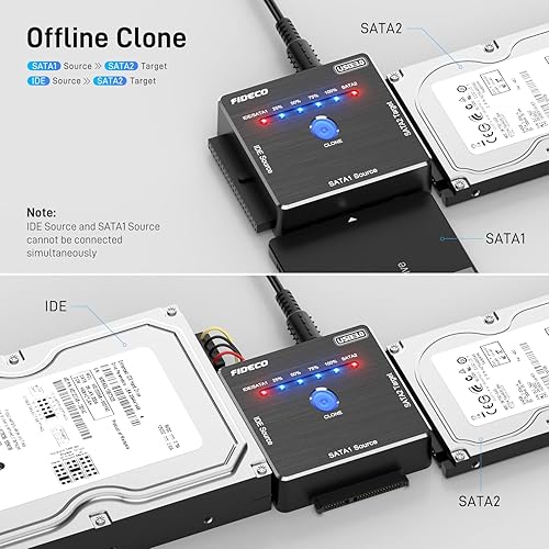 Miniatura 3 de FIDECO Adaptador SATA/IDE a USB 3.0, cable adaptador de disco duro para disco duro universal de 2.5/3.5 pulgadas IDE/SATA HDD externo SSD,