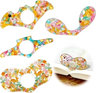 Thumb Book Page Holder - 4PCS Dried Flower Resin Bookmarks, Reading Finger Opener Holder for Hands-Free Reading. Perfect Reading Accessories & Gifts for Teachers, Students, Book Lovers