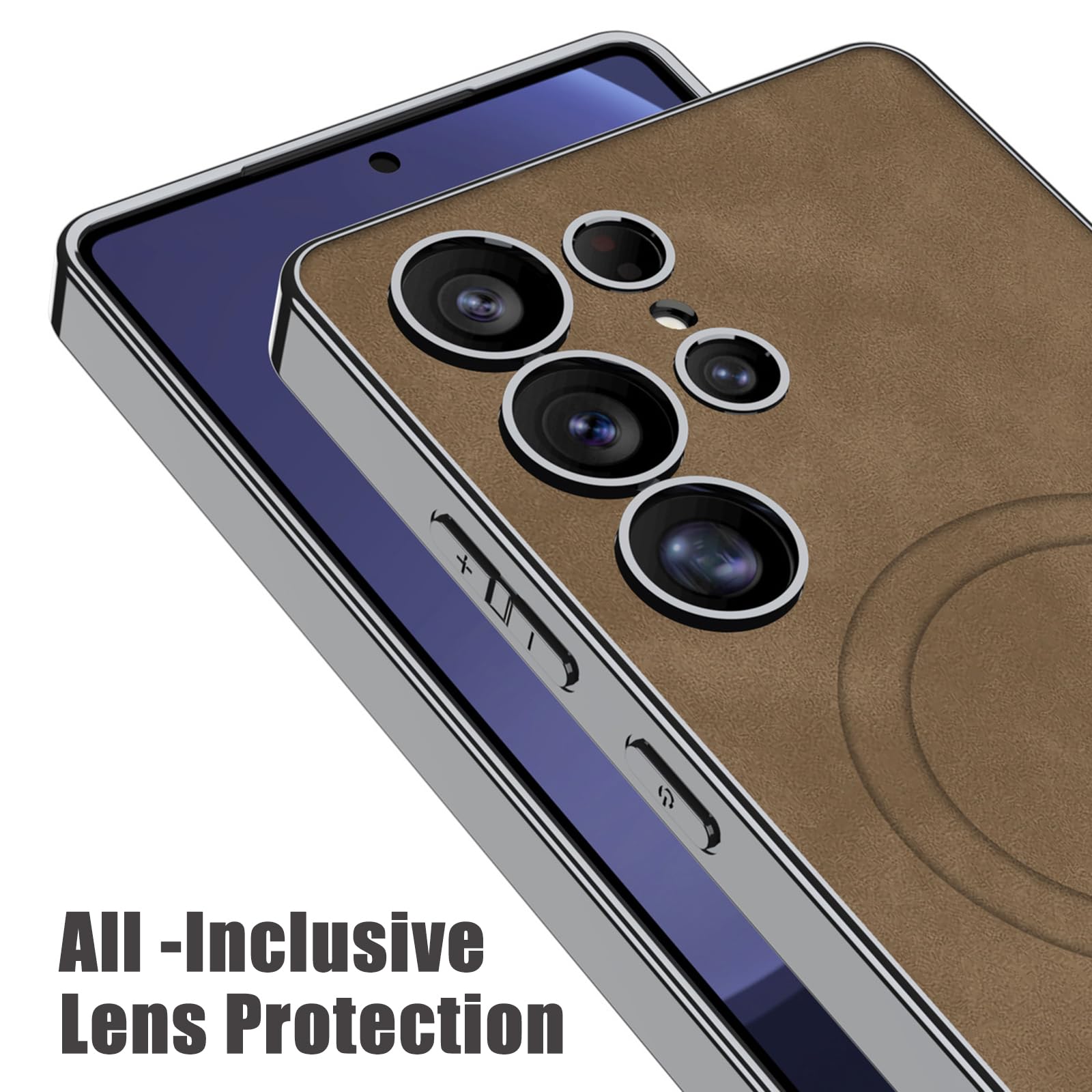 Etui do Samsung Galaxy S25 Ultra/S25 Plus/S25, magnetyczne etui ochronne ze skóry z przyssawką, minimalistyczne etui zapobiegające odciskom palców, zielone, S25