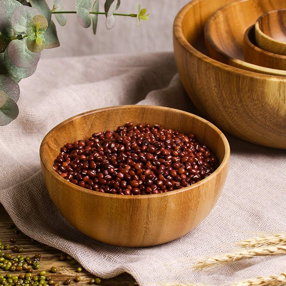 Amazon.co.jp: 木製サービングボウル | アカシア木製サラダ