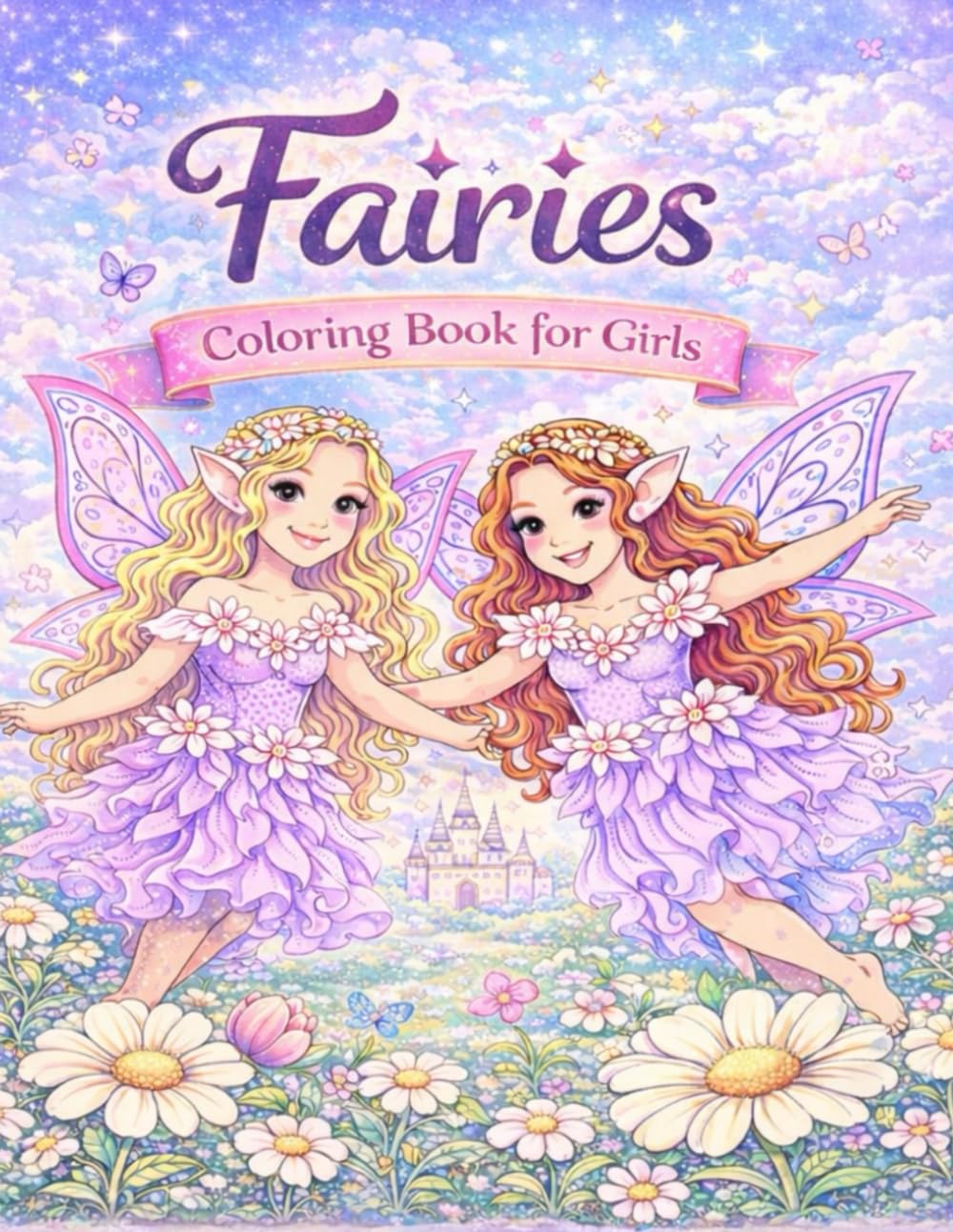 Fairies Coloring Book for Girls Magical Fantasy Coloring Pages with Beautiful Fairies, Flowers and Enchanted Castles