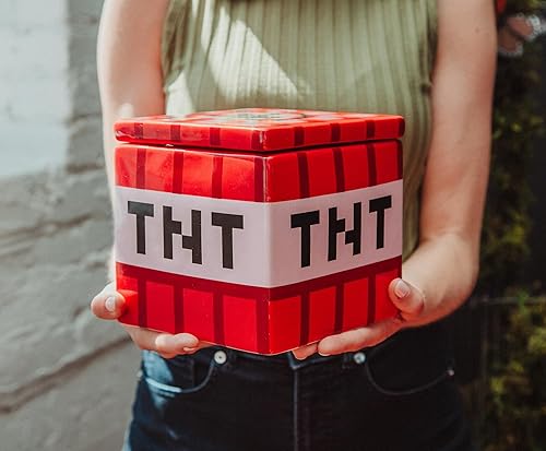 Miniatura 3 de Minecraft TNT Block - Contenedor de cerámica para galletas de 6 pulgadas con tapa | Almacenamiento de cocina para aperitivos