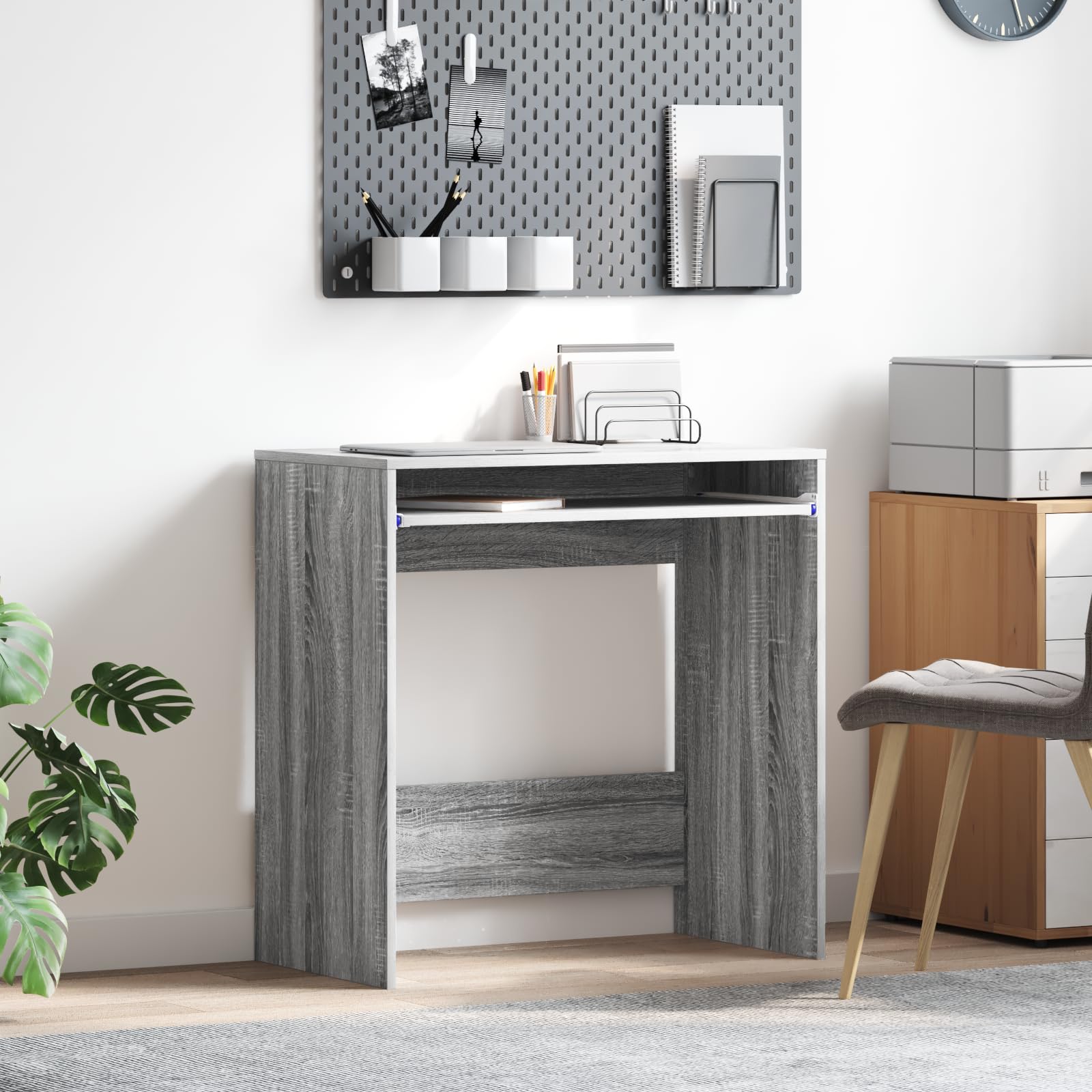 Bureau gain de place gris Sonoma ergonomique pour aménager un petit espace