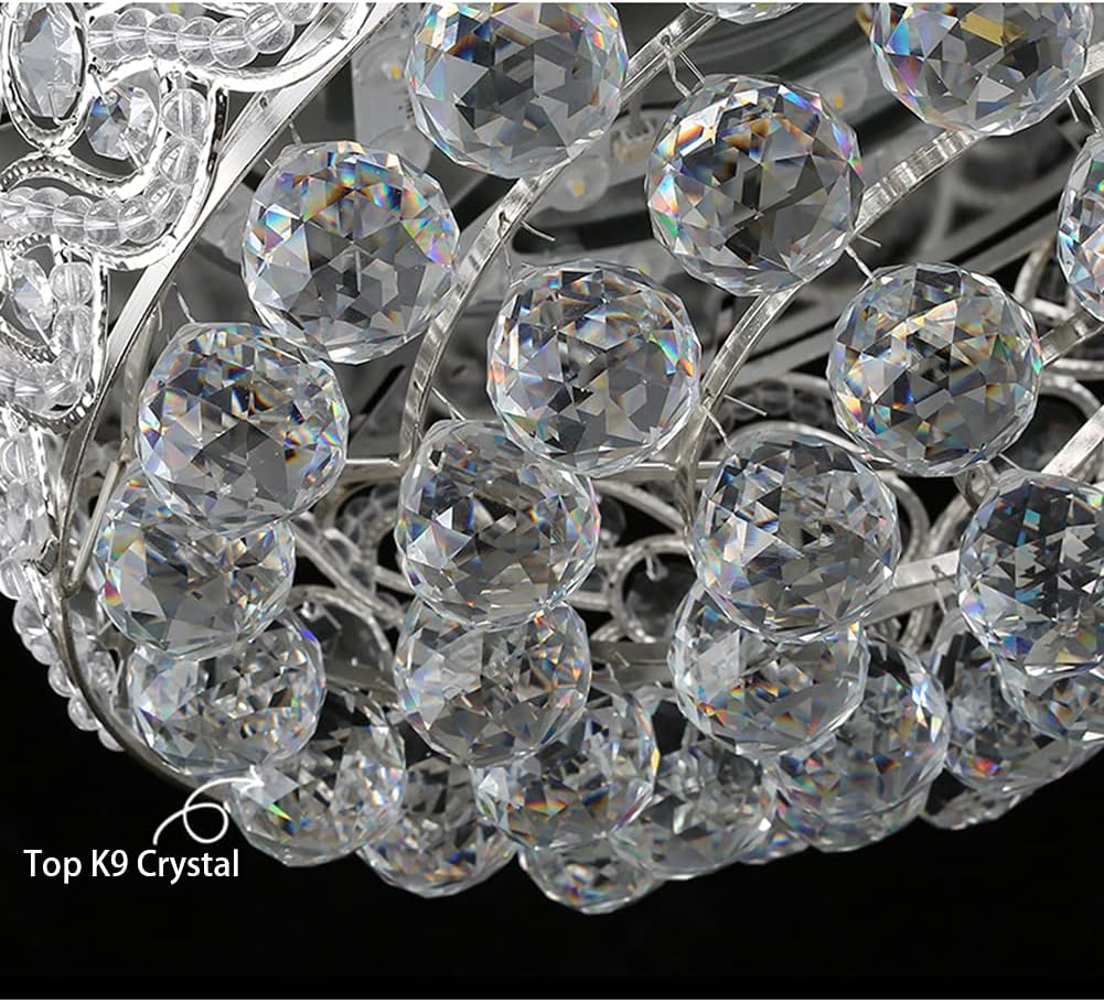 42 inch Crystal Ceiling Fan Light, LED Chandelier Fan with Remote Control Invisible Retractable Blade Extension Design, 3 Fan Speeds Decorative Pendant Lamp(42 inches-Love Silver)