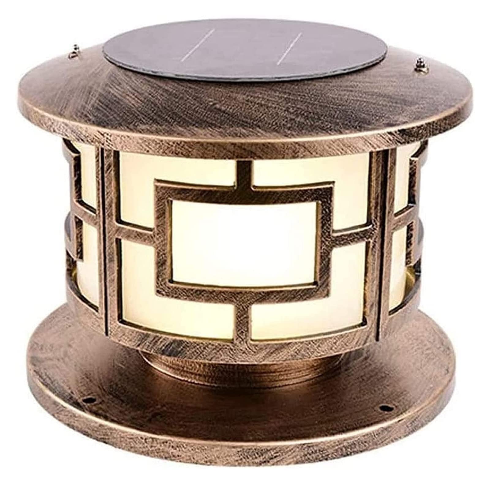Lampada da cortile Solar Outdoor Post Cap Lights Lampada da giardino impermeabile in bronzo Lampada da pilastro a palo retrò antica Lampada a colonna in alluminio Lampione da giardino Patio Decorativo