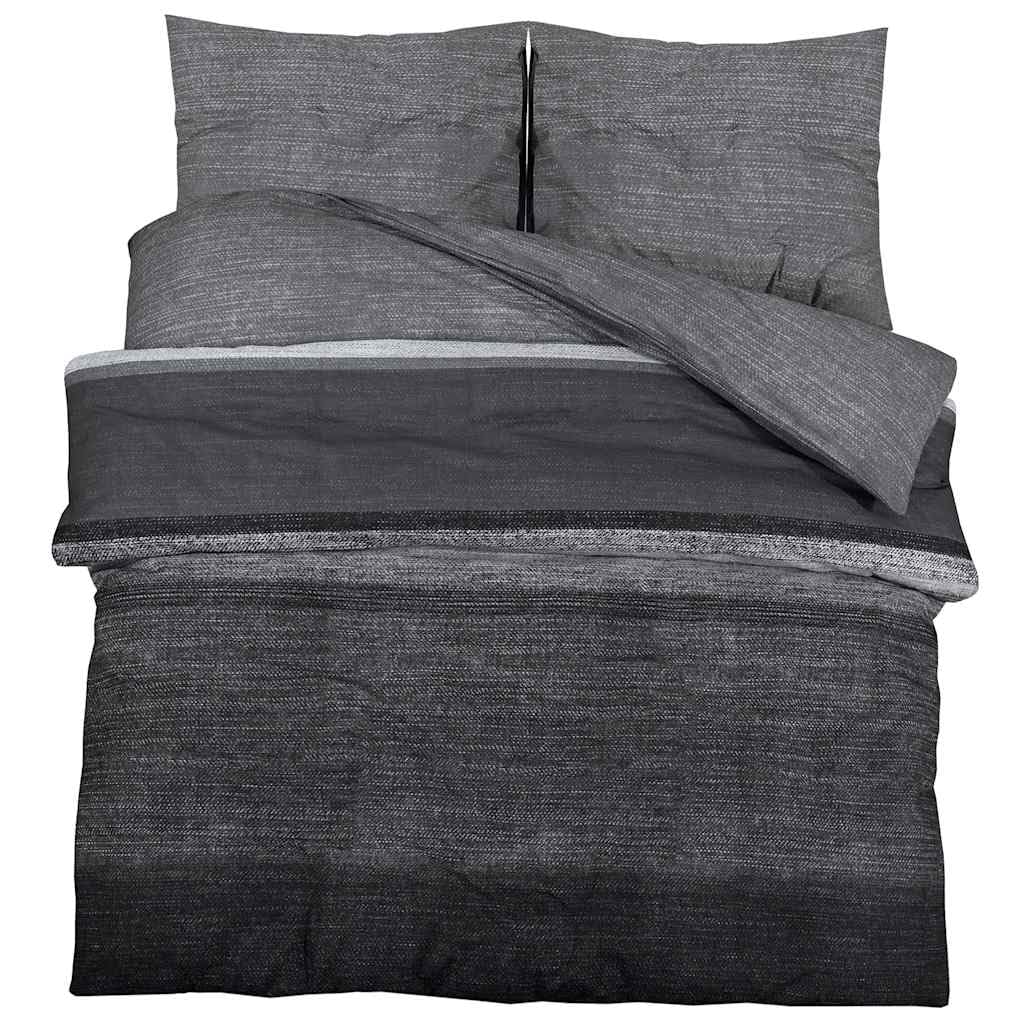 Housse de Couette Gris foncé en Coton Finis les Draps Rêches Qui Décolorent