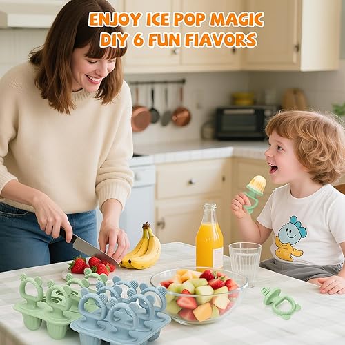 Miniatura 8 de Moldes de silicona para paletas – Máquina de paletas sin BPA con palitos, moldes reutilizables para congelador para helados caseros y golosinas
