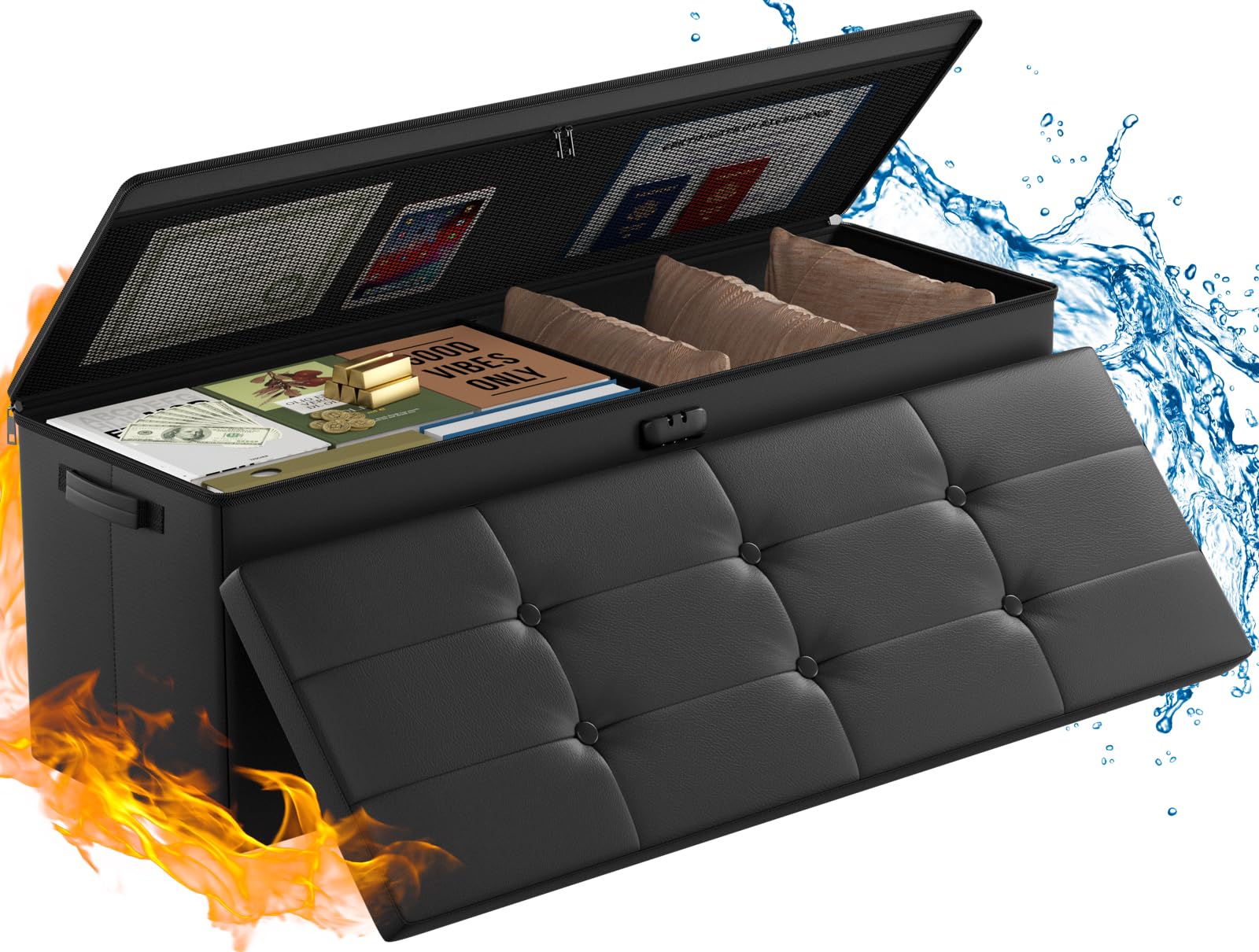 ENGPOW Fireproof Storage Ottoman 43 Inch