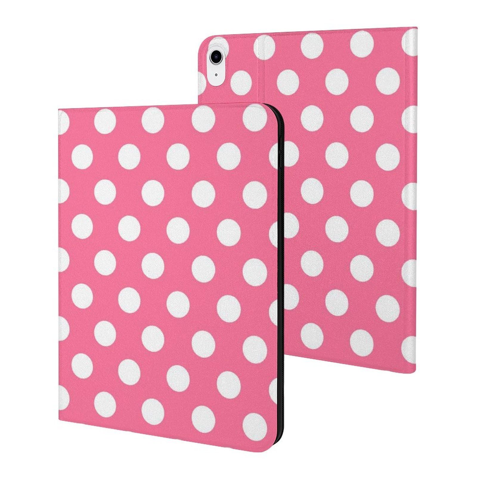 Coque iPad 10e génération antichoc fine rose à pois avec support - 8
