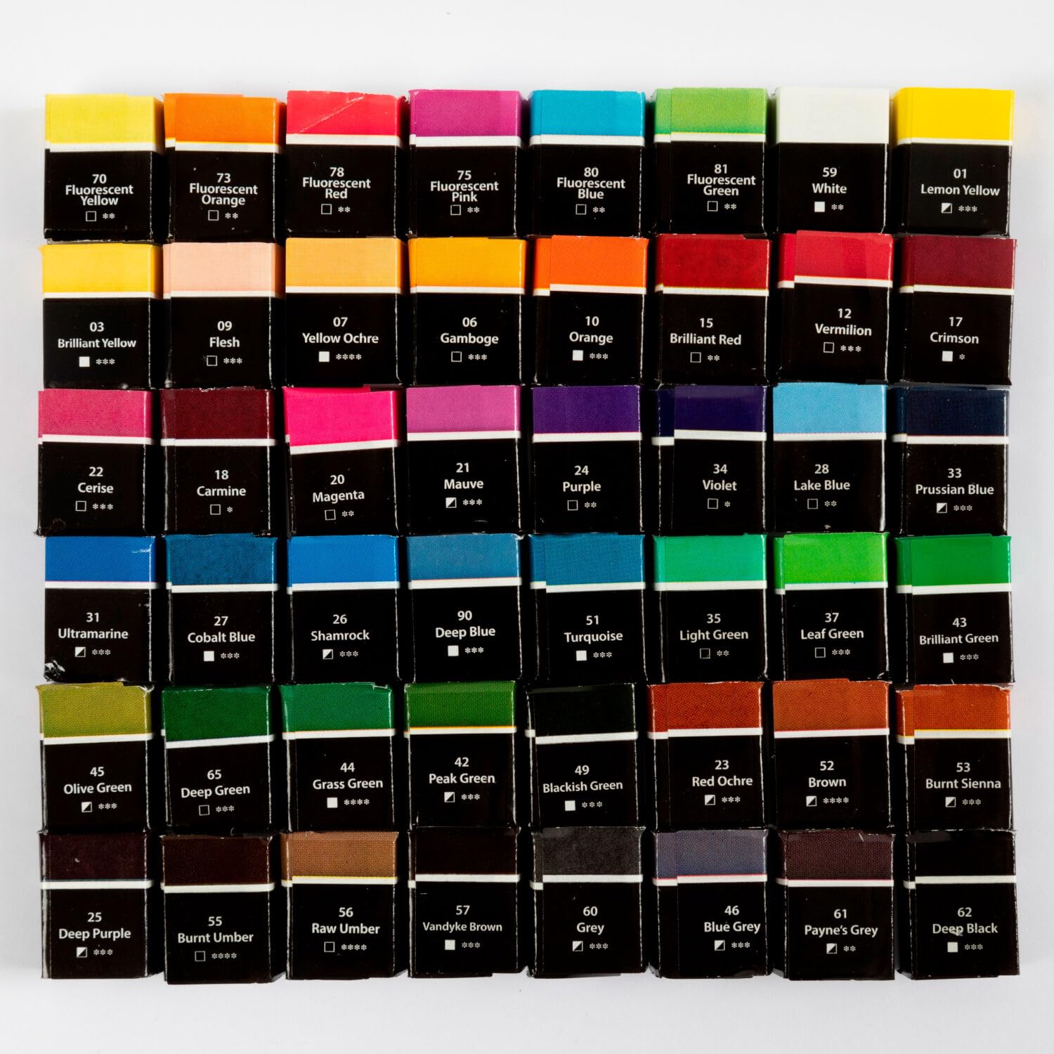 NEU Aquarellkasten Metall, Art Aqua Standard-Farben, gefüllt mit 48x 1/2 Näpfchen