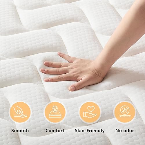 Miniatura 6 de Colchón híbrido King de 12 pulgadas con espuma viscoelástica, colchón en una caja con resortes individuales en bolsillo, colchón de firmeza media,