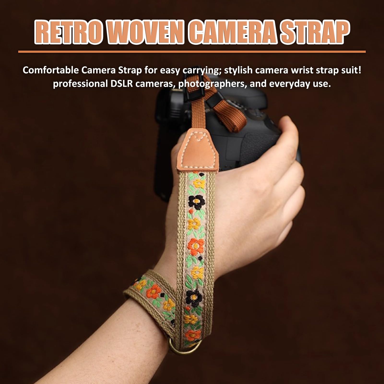 correa para cámara, Ajuste cómodo, correa de muñeca for cámara con anillo metal ajustable, compatible todas las cámaras