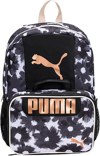 Puma - Mochila y lonchera para niños, Combo de mochila para almuerzo, talla única , NegroDorado