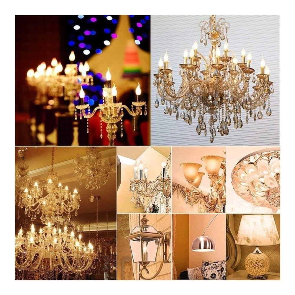 fengyan Casa bombillas, Paquete de 25, lámpara de filamento LED E14 AC220V 3.5W C35T 4 chips LED bombillas de vela regulables bombilla de punta doblada Familiar Lámpara