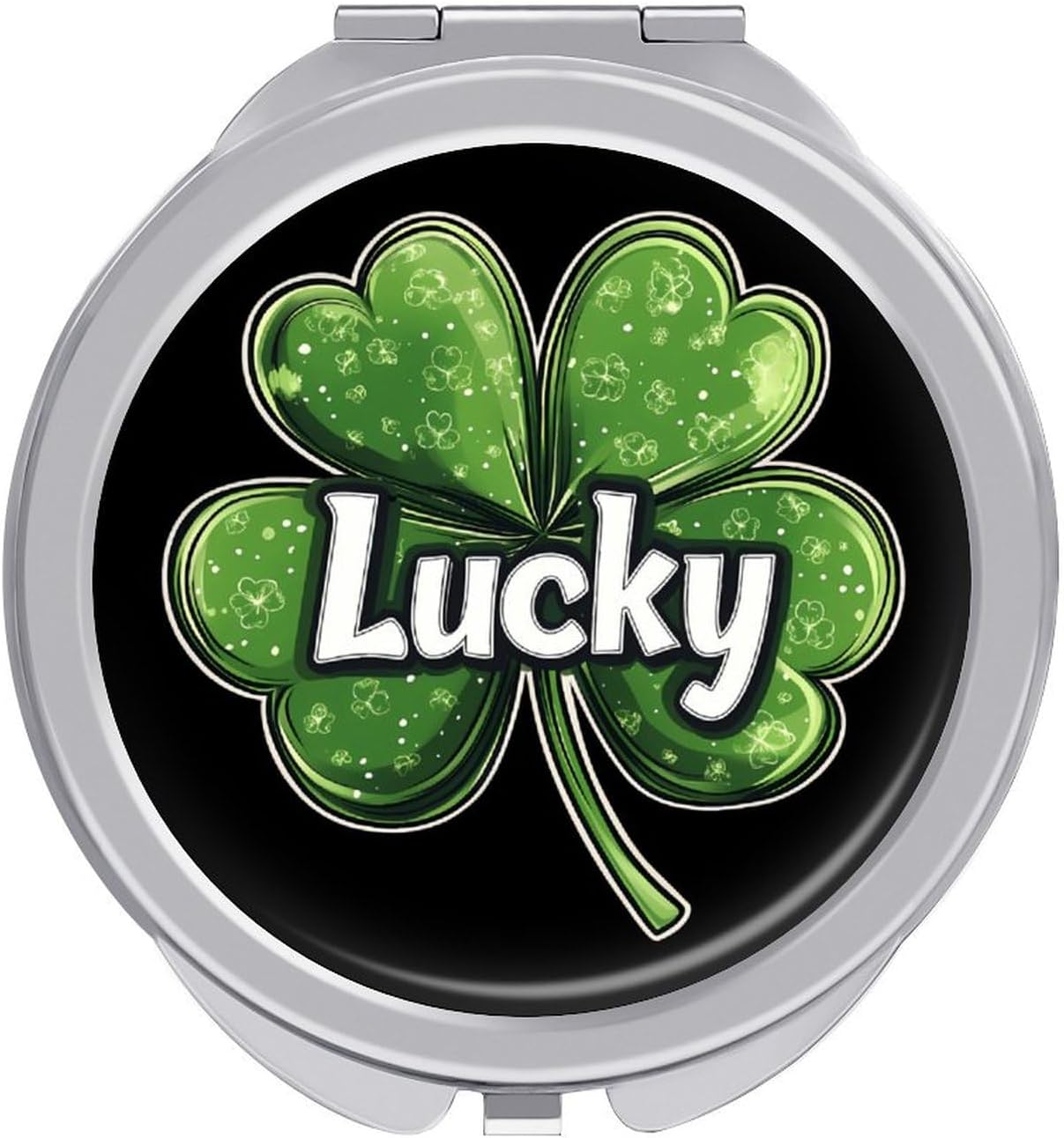 Shamrock Lucky St Patricks Day Compact Makeup Mirror Mini Foldable Cosmetic Mirror Portable Travel Mirror for Purse Pocket