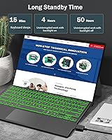 Vista 7 de Covertor MoKo para Microsoft Surface Pro 4 / Pro 3 / Surface Pro 2017, teclado Bluetooth inalámbrico delgado con Trackpad, retroiluminado con luces