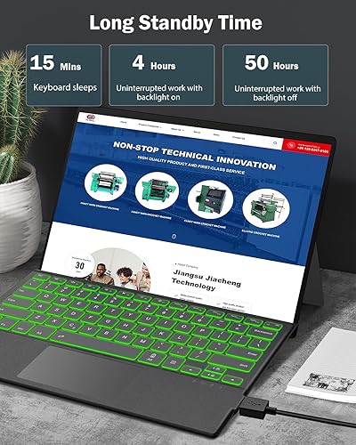 Miniatura 7 de Covertor MoKo para Microsoft Surface Pro 4 / Pro 3 / Surface Pro 2017, teclado Bluetooth inalámbrico delgado con Trackpad, retroiluminado con luces