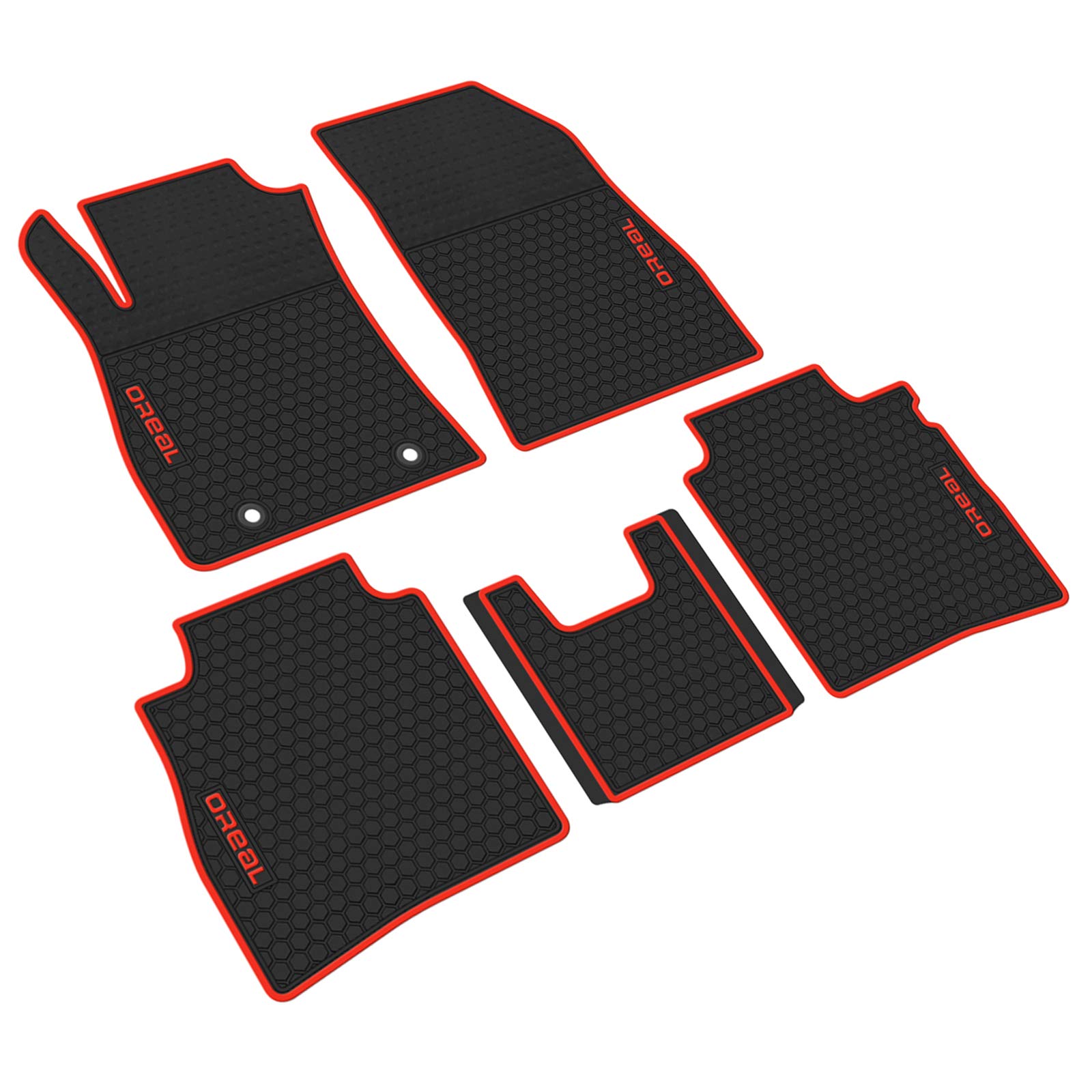 iallauto All Weather Floor Liners Replacement for Sentra 2012-2019 Heavy Duty Rubber Car Mats Front and Rear Seat Vehicle Carpet-Black Red Odorless