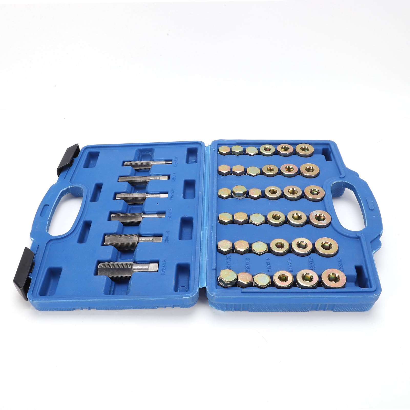 Kit di riparazione del tappo di scarico della coppa dell'olio Set di strumenti di rimozione da 114 pezzi in acciaio legato Custodia da trasporto per la riparazione della