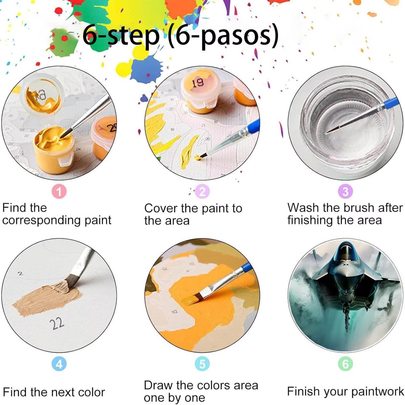 Pintar por Numeros Adultos Avión, Pintar por Numeros Niños Kit Manualidades Adultos Avión de combate Cuadros para Pintar por Numeros Pintura Acrílico, Cuadros Decoracion Salon Modernos 80X160cm 7w-1-1