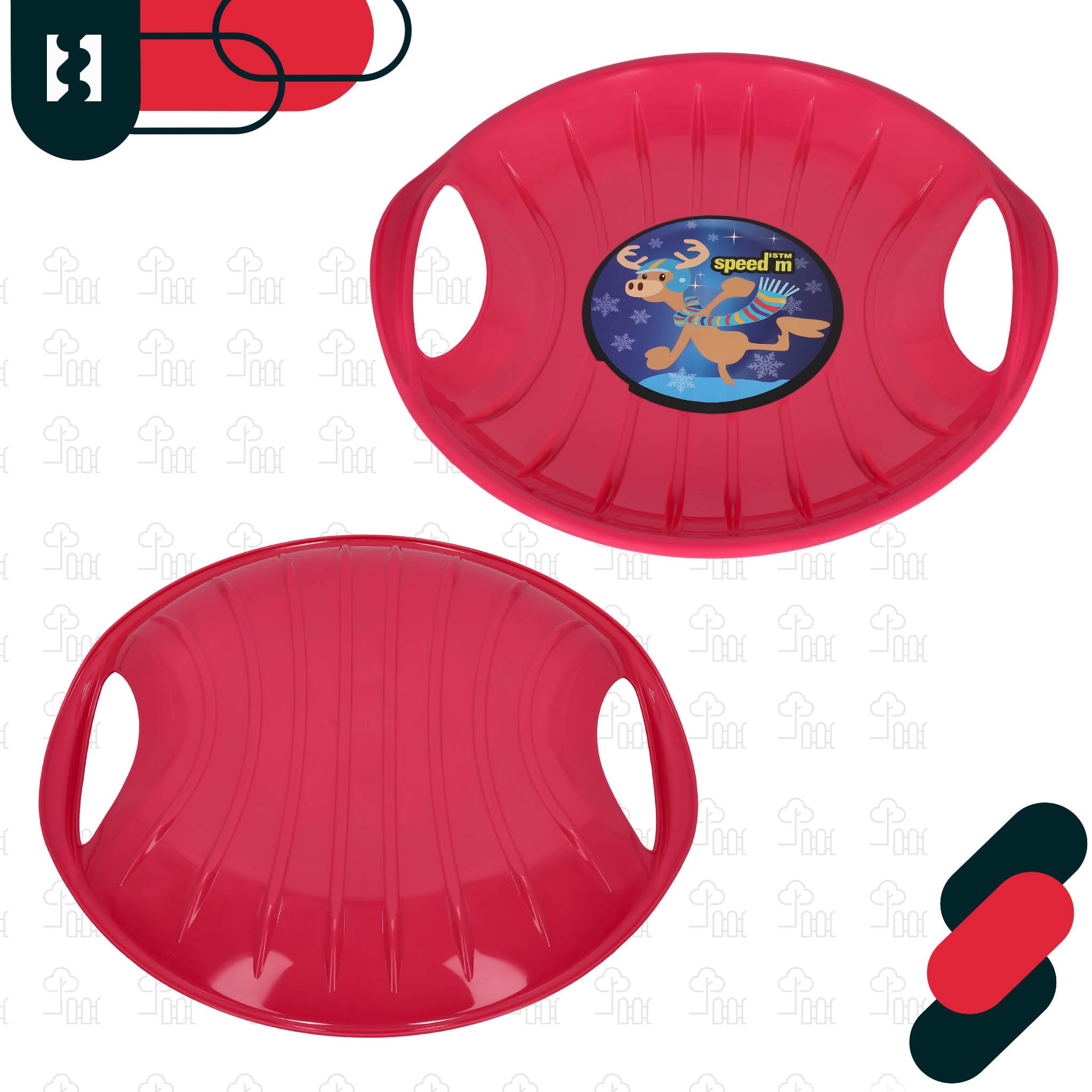 LILENO SPORTS Poporutschop voor kinderen (1-delige set, rood) - kunststof glijplaten voor het hele gezin - slee sneeuwglijbaan voor onvergetelijke