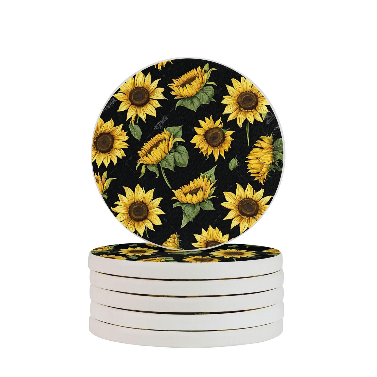 Dessous de verre diatomite pour un apéritif réussi avec ce lot de 6 motifs tournesols