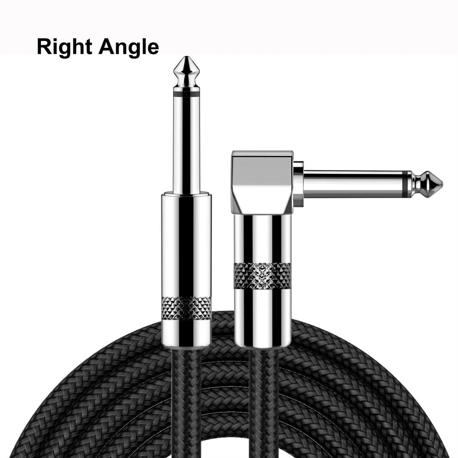 10m / 5m / 300cm / 2m / 1m Kabel Aux Do Gitary Elektrycznej Basu Wzmacniacza Przewód 1/4 Kątowy, Prosty(Right Angle,15m)