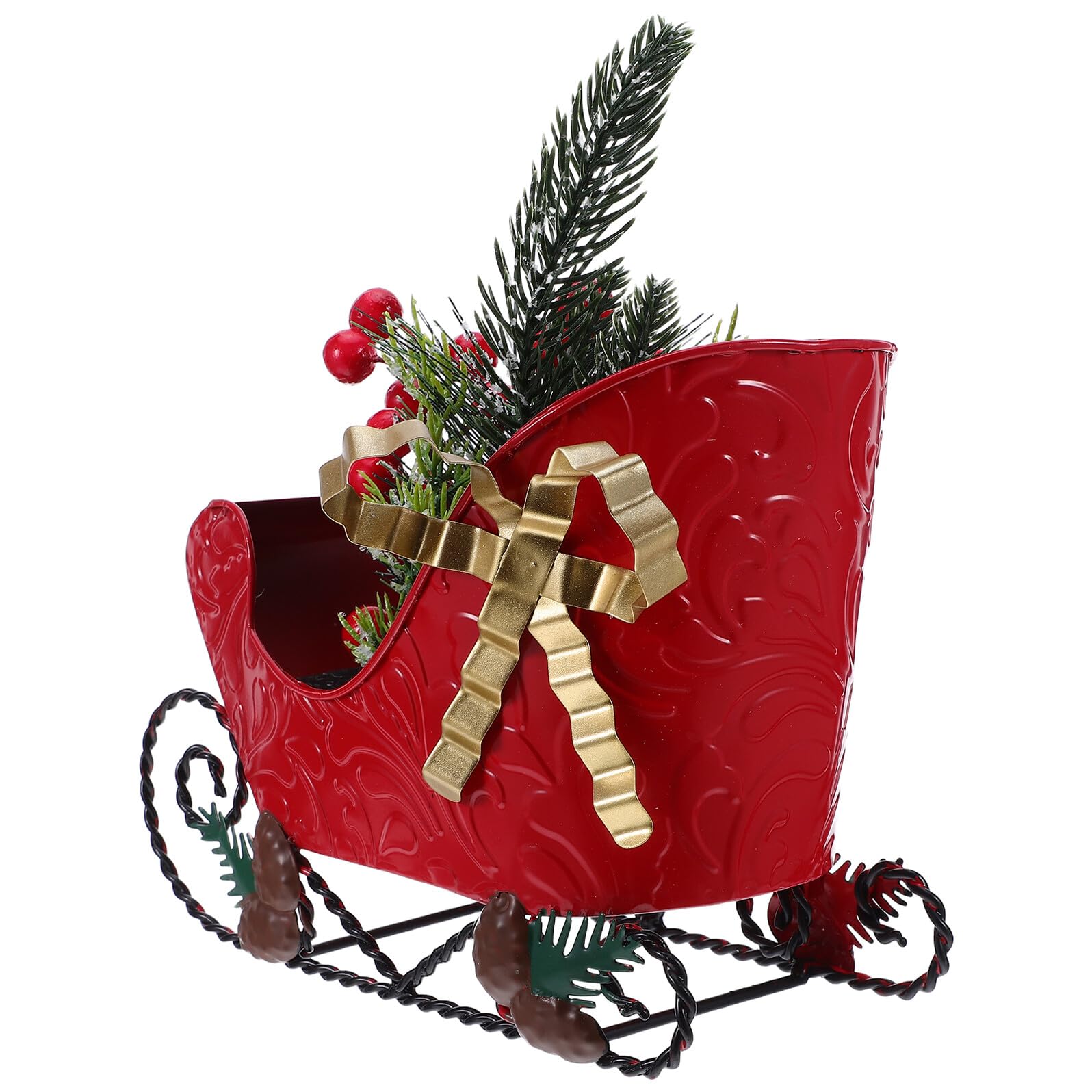 Hemobllo Adorno de Trineo Navideño de Mediano Hecho de Material de Hierro Forjado para Decoración de Exteriores Festivos Trineo Clásico Navideño para Celebraciones de Vacaciones