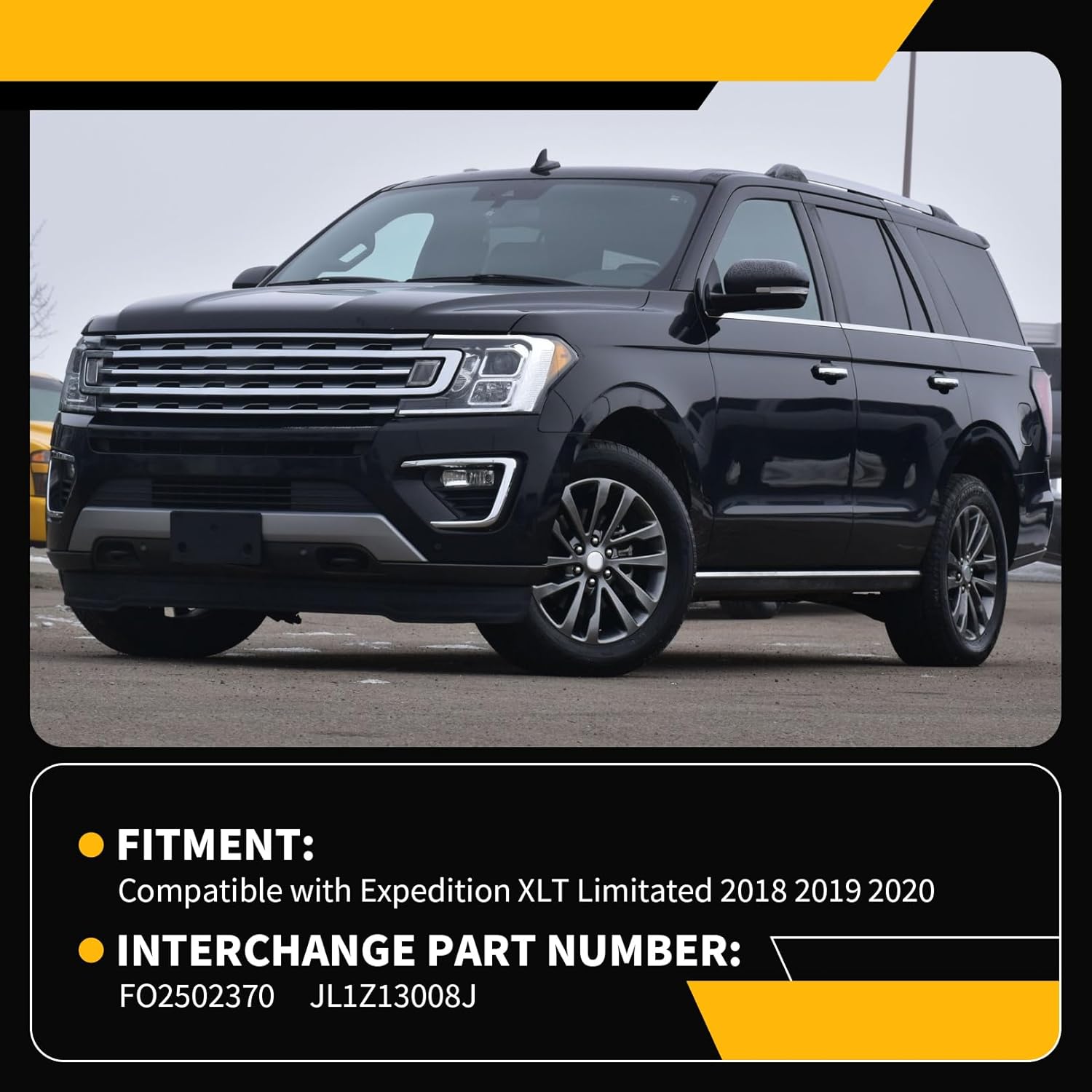 Headlight Assembly Driver Side Halogen Compatible with Expedition XLT Limitated 2018 2019 2020 w/Bulbs Left Headlamp JL1Z13008J