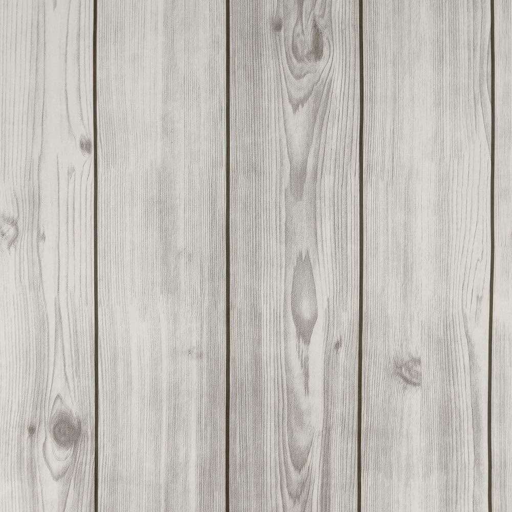 LEEYA Faux Wood Wallpaper 17.8''x 197''Grey Self Adhesive Removable Reclaimed Wood Contact Paper Bedroom Décor