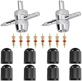 18pcs 4-Way Valve Tool Tire Repair Tools Valve Core Remover Tool Tire Valve Stems with Valve Cores Stem Cover for All Types of Tire