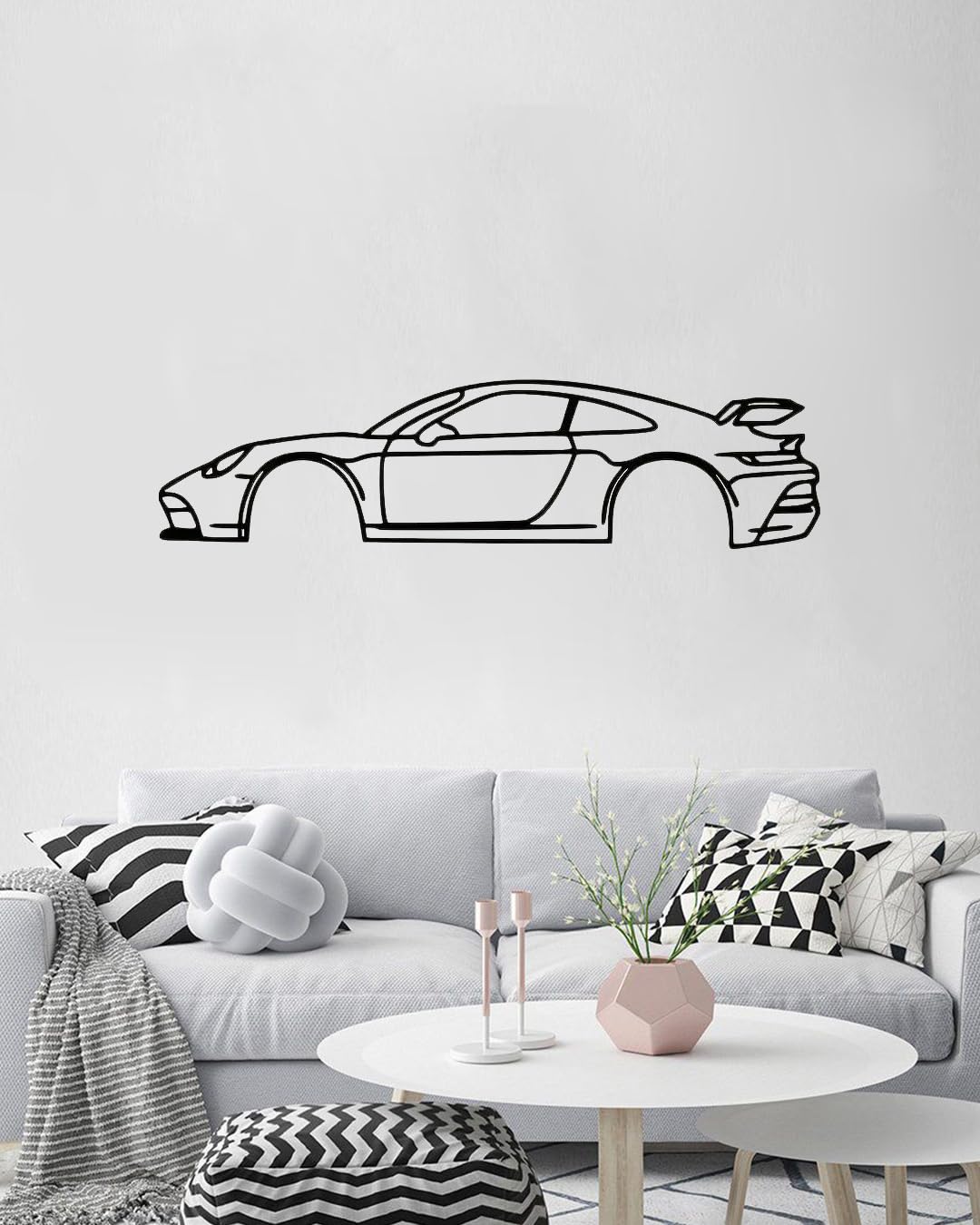 The Slan Porsche GT3 Metal Wall Art – 6 x 24 Inch | Matte Black Sports Car Silhouette | Laser-Cut Automotive Wall Hanging for Garage, Bedroom, Living Room & Office-image-49
